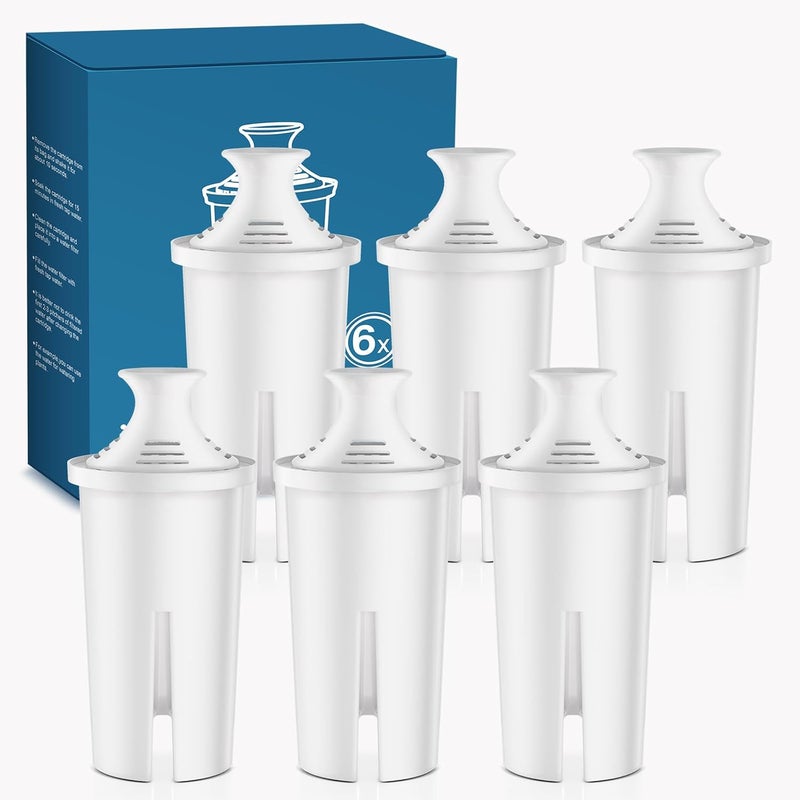 Mutital 6 Pack Brita Filter Replacement Water Filters for Brita Filter Pitchers, BPA-Free, US Standard, Fits Water Pitchers and Dispensers, Reduces Copper, Cadmium and Mercury Impurities, 50 Gallons - Image 1